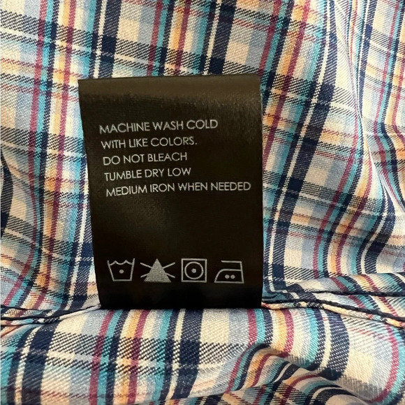 Desert Dunes Compass Shirt Mens Blue Plaid Short Sleeve Button Up Size XL Q1 - Picture 8 of 13